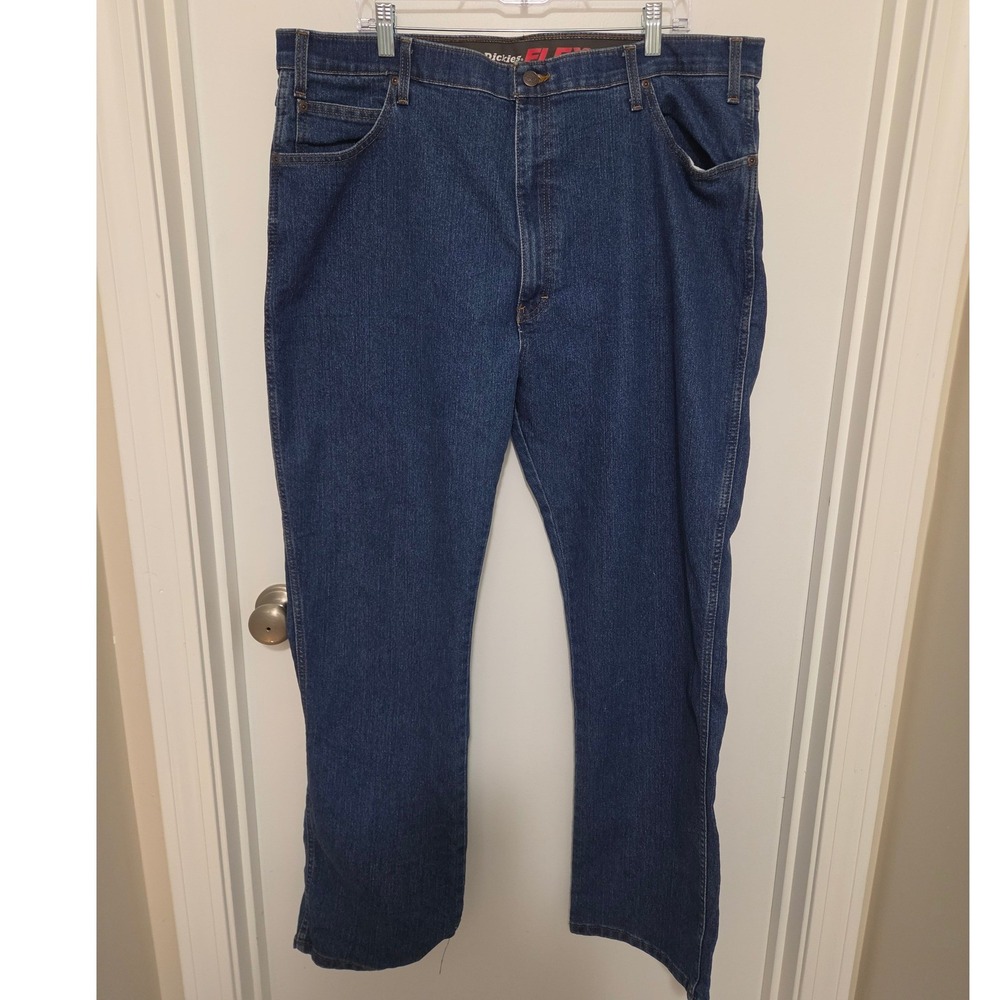 Dickies Flex Regular Fit Jeans Mens 42x32 Dark Wash Blue Denim DD800SNB